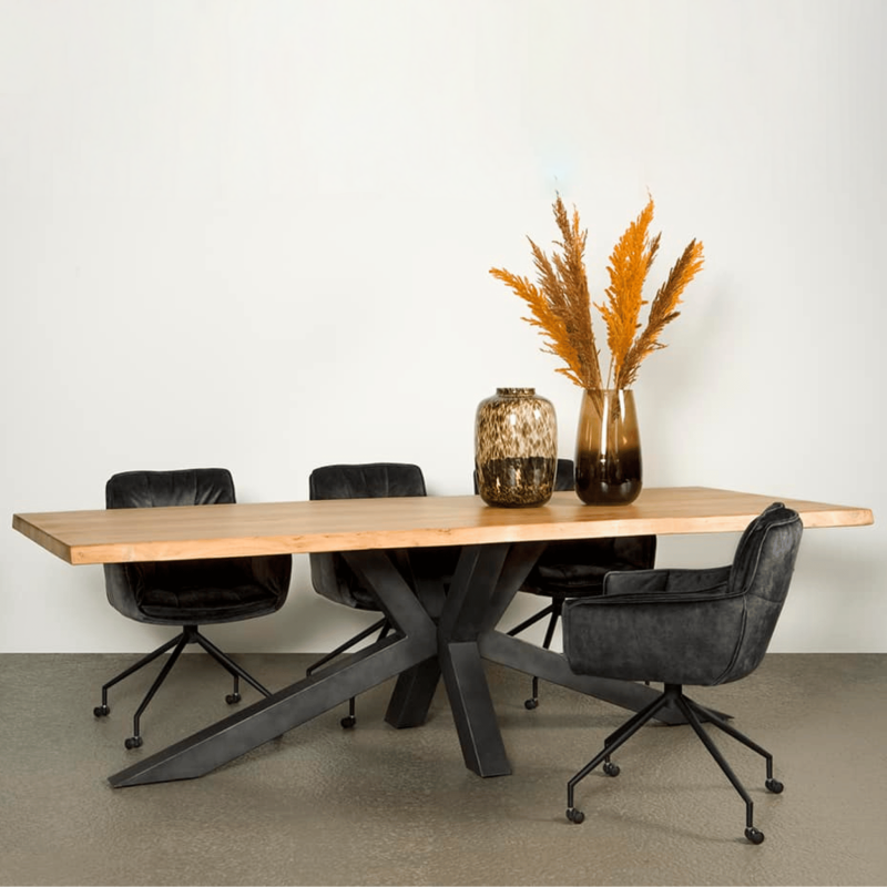 Eettafel Edge Naturel Acaciahout & metaal 240 cm